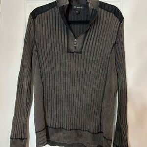 INC International Concepts Men's Charcoal and Black Zip-Up Sweater